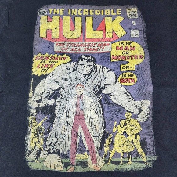 Incredible Hulk Large Black Vintage Comic Long Sleeve Tee - Picture 4 of 9
